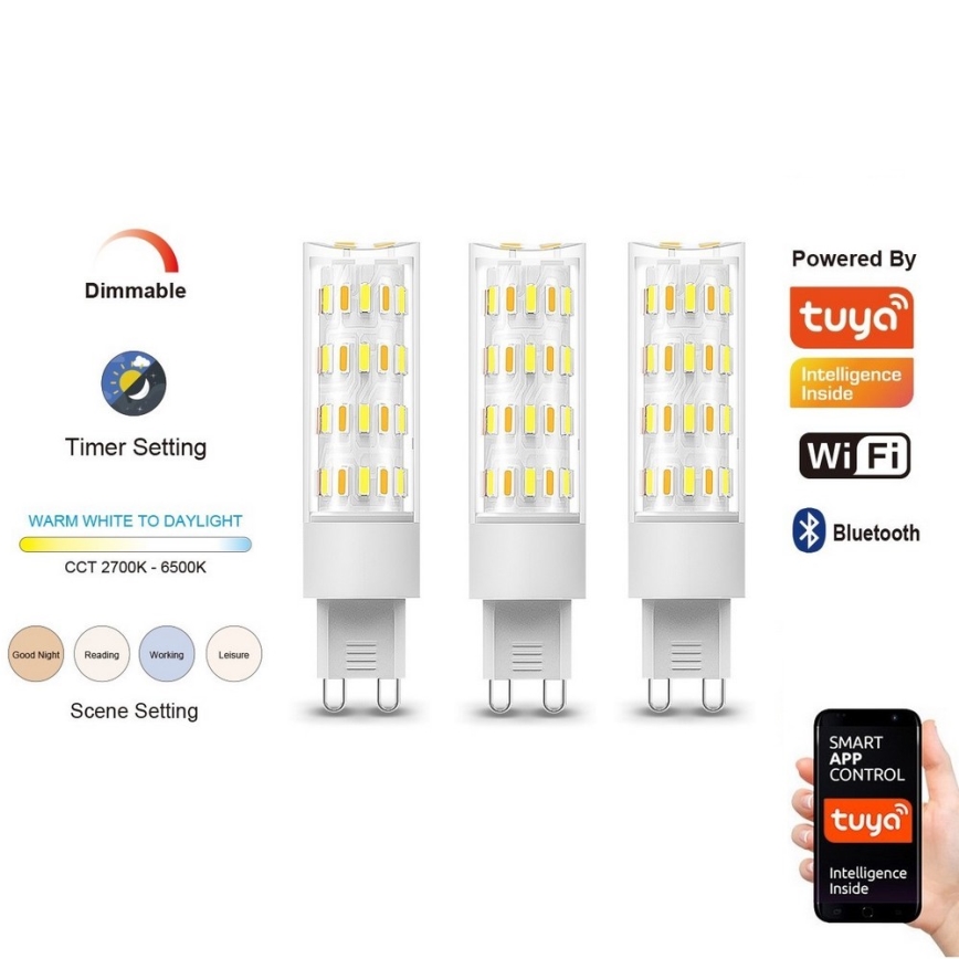Immax NEO 07763C - KIT 3x LED Ljusreglerad glödlampa NEO LITE G9/4W/230V 2700-6500K Wi-Fi Tuya