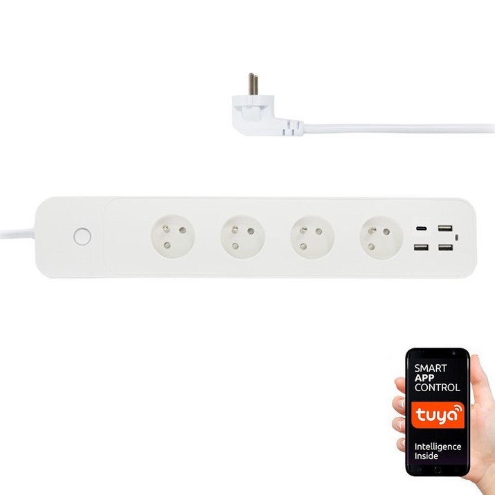 Immax NEO 07771L- Förlängningskabel NEO LITE Smart 4AC+3xUSB+1xUSB C Wi-Fi Tuya