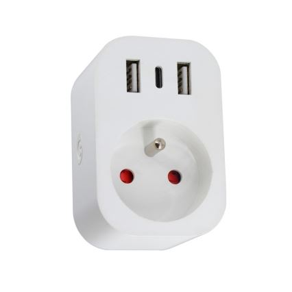 Immax NEO 07772L - Smart kontakt splitter 16A/230V + 2xUSB+1xUSB C Wi-Fi Tuya