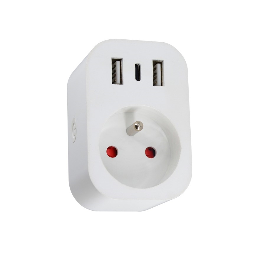 Immax NEO 07772L - Smart kontakt splitter 16A/230V + 2xUSB+1xUSB C Wi-Fi Tuya