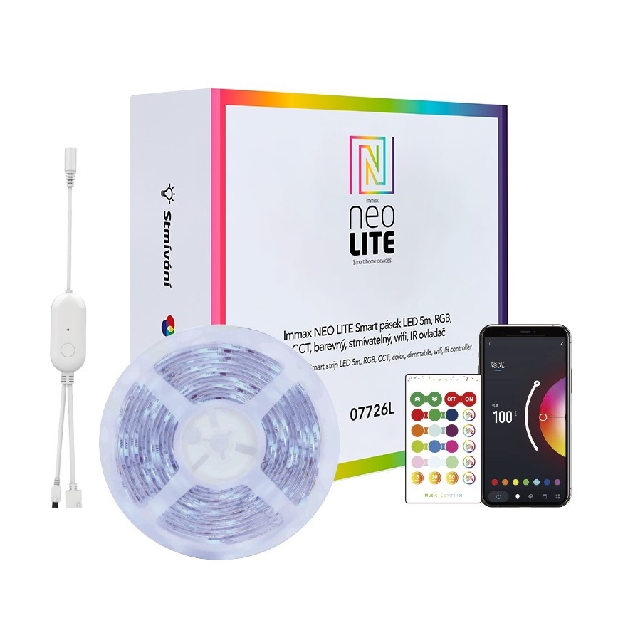 Immax NEO 07775L - LED RGB+CCT Dimbar remsa NEO LITE LED/48W/230V 10 m IP65 MUSIC Wi-Fi Tuya + fjärrkontroll