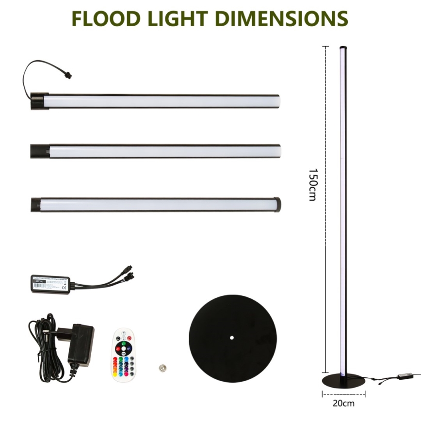 Immax NEO 07776L - LED RGB Dimbar golvlampa AMBIENTE LED/12W/230V Wi-Fi Tuya + fjärrkontroll