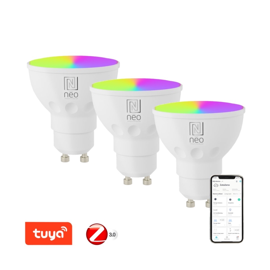 Immax NEO 07777C - KIT 3x LED RGB+CCT Ljusreglerad glödlampa GU10/4,8W/230V Tuya