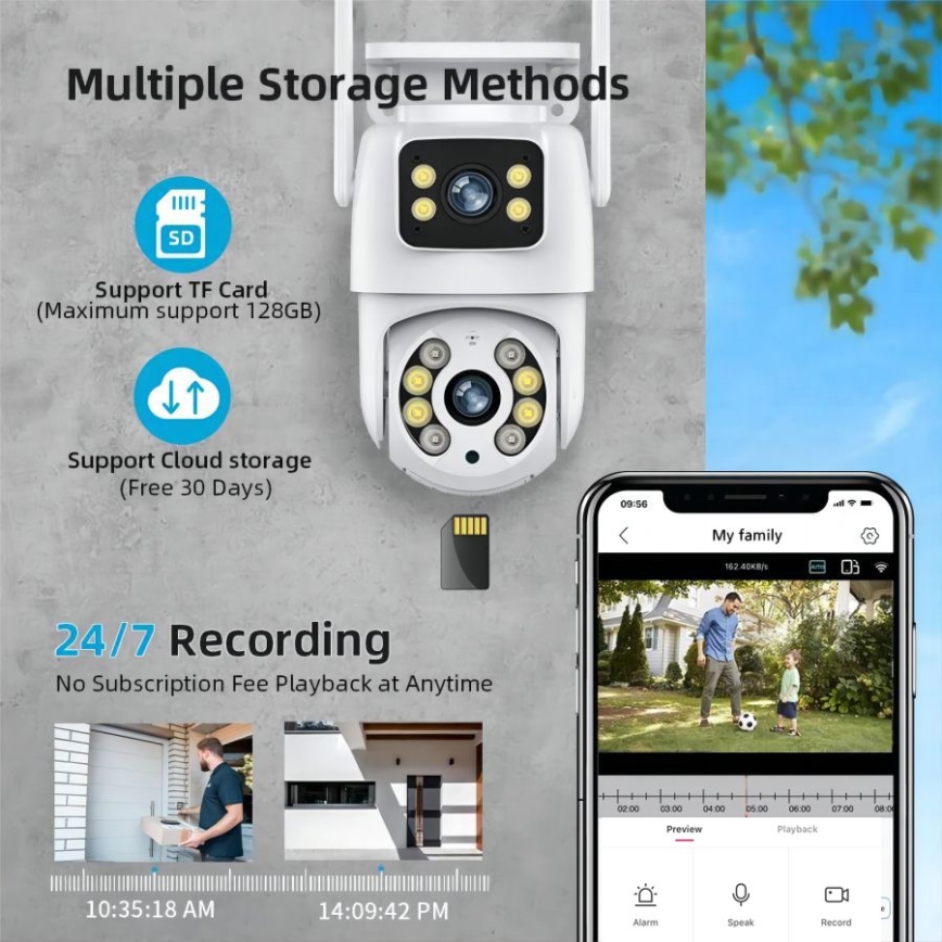 Immax NEO 07783L - Smart utomhuskamera med sensor DOUBLE 355° P/T 2x2MP IP65 Wi-Fi Tuya