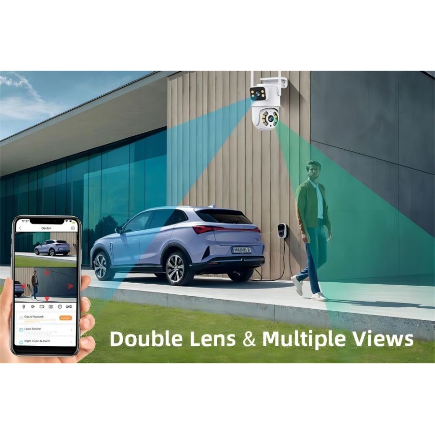 Immax NEO 07783L - Smart utomhuskamera med sensor DOUBLE 355° P/T 2x2MP IP65 Wi-Fi Tuya