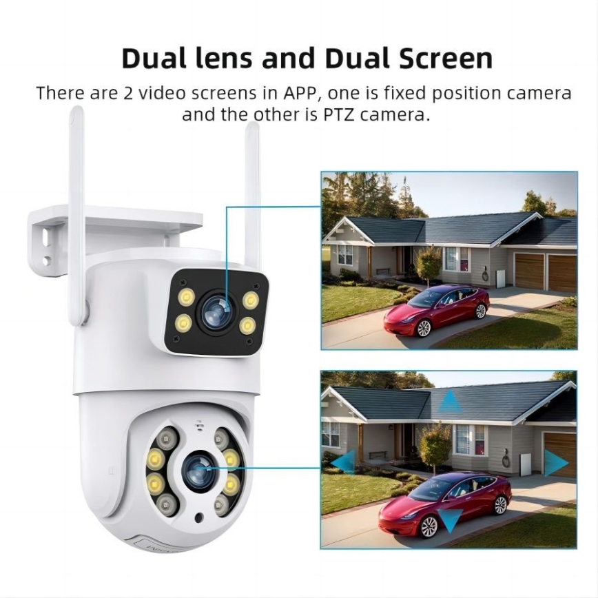 Immax NEO 07783L - Smart utomhuskamera med sensor DOUBLE 355° P/T 2x2MP IP65 Wi-Fi Tuya
