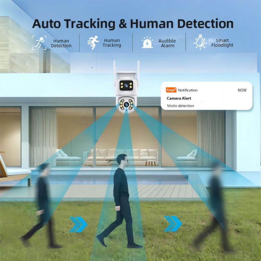Immax NEO 07783L - Smart utomhuskamera med sensor DOUBLE 355° P/T 2x2MP IP65 Wi-Fi Tuya