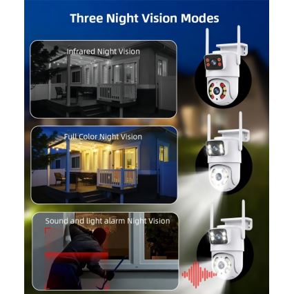 Immax NEO 07783L - Smart utomhuskamera med sensor DOUBLE 355° P/T 2x2MP IP65 Wi-Fi Tuya