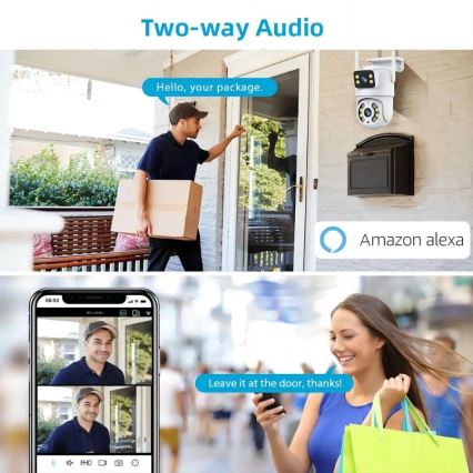 Immax NEO 07783L - Smart utomhuskamera med sensor DOUBLE 355° P/T 2x2MP IP65 Wi-Fi Tuya