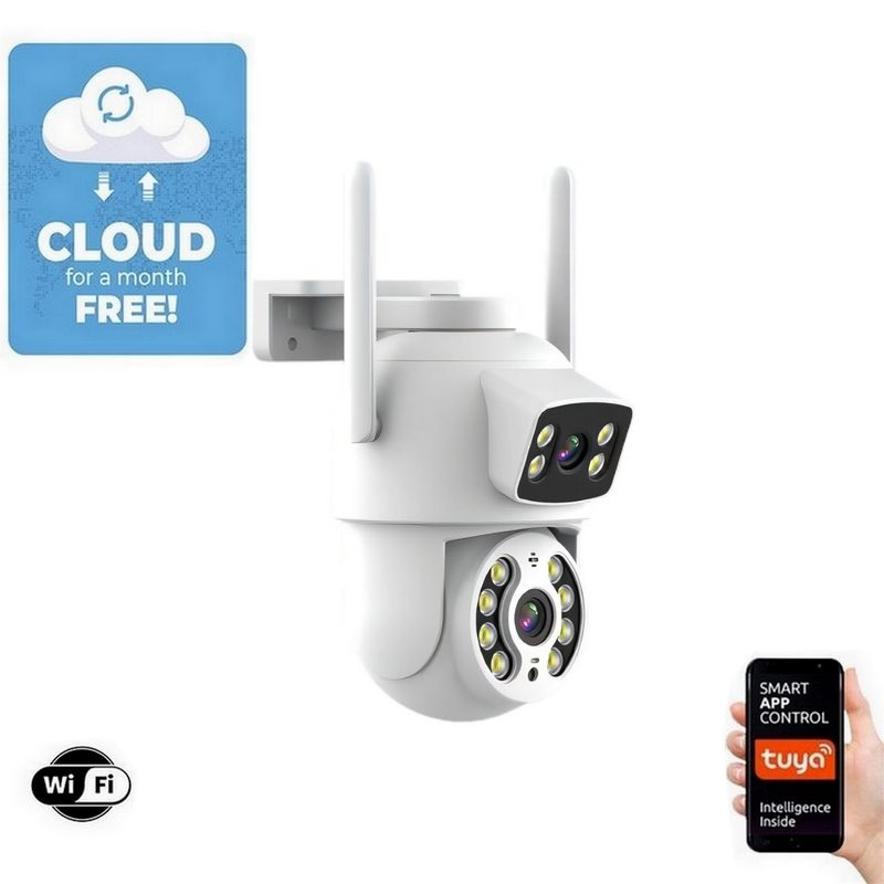 Immax NEO 07783L - Smart utomhuskamera med sensor DOUBLE 355° P/T 2x2MP IP65 Wi-Fi Tuya