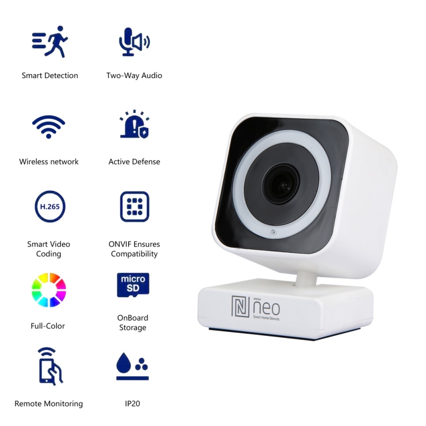 Immax NEO 07796L-Smart inomhus kamera med sensor LITTLE CUBE 3MP 5V Wi-Fi Tuya