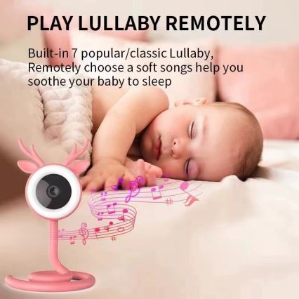 Immax NEO 07798L - Smarta uppladdningsbar barnmonitor 5V Wi-Fi Tuya rosa