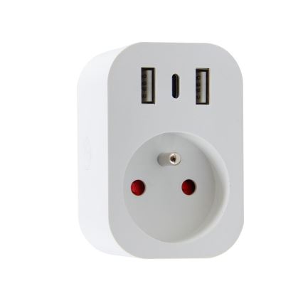 Immax NEO 07799L - Smart strömsplittrare 16A/230V + 2xUSB+1xUSB C Wi-Fi Tuya