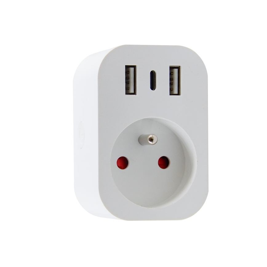 Immax NEO 07799L - Smart strömsplittrare 16A/230V + 2xUSB+1xUSB C Wi-Fi Tuya