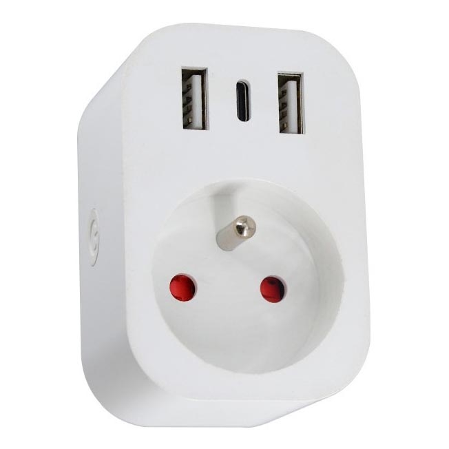 Immax NEO 07799L - Smart strömsplittrare 16A/230V + 2xUSB+1xUSB C Wi-Fi Tuya