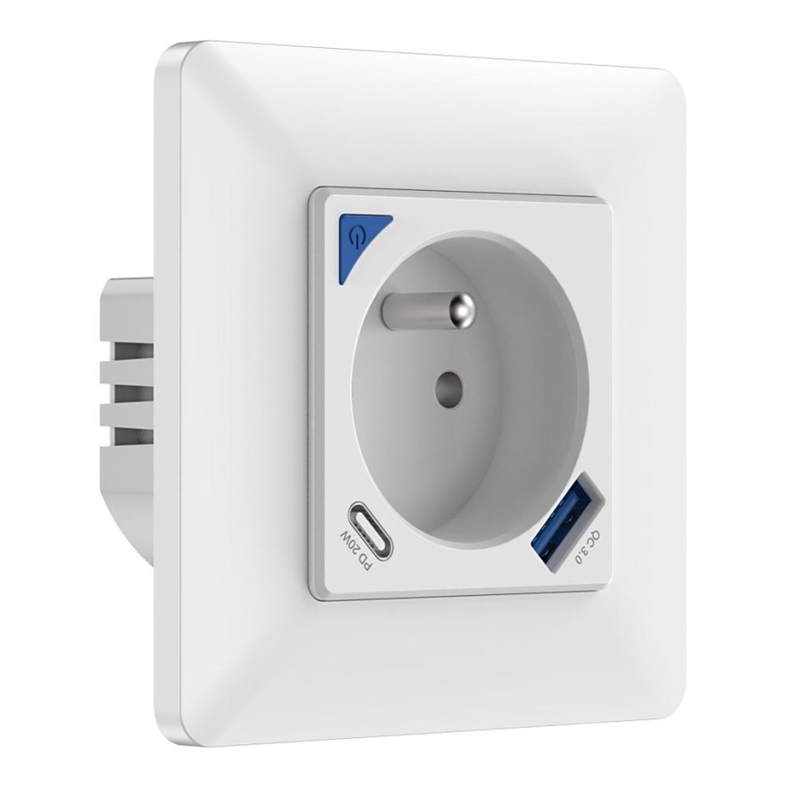 Immax NEO 07800L - Smart kontakt 16A/230V + 1xUSB-A+1xUSB C Tuya