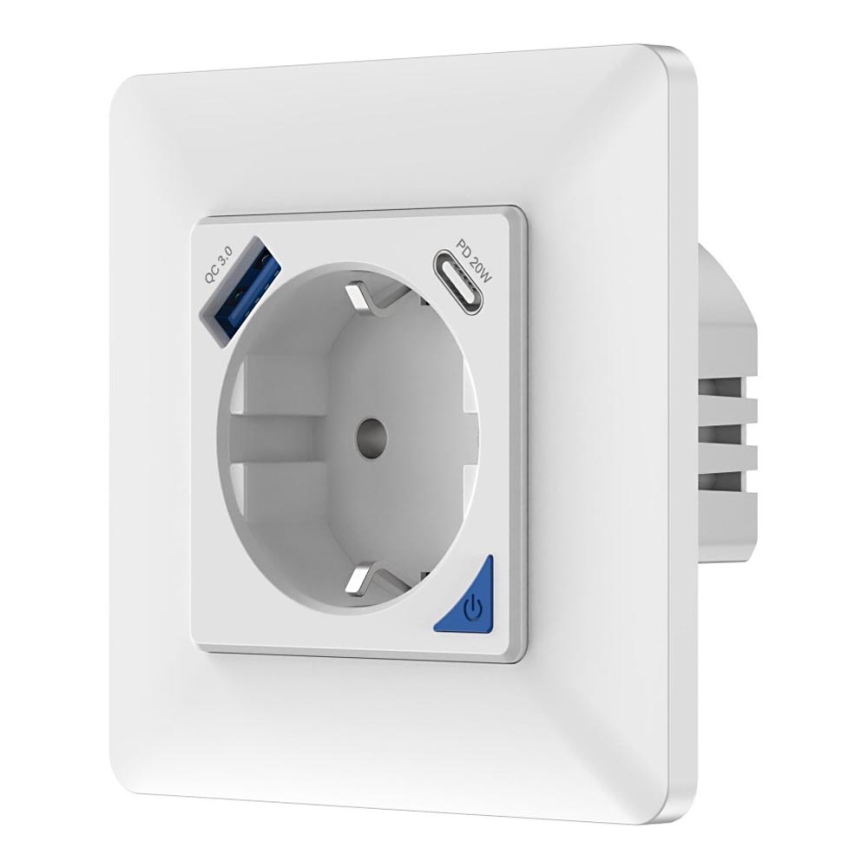 Immax NEO 07801L - Smart kontakt 16A/230V + 1xUSB-A+1xUSB C Tuya