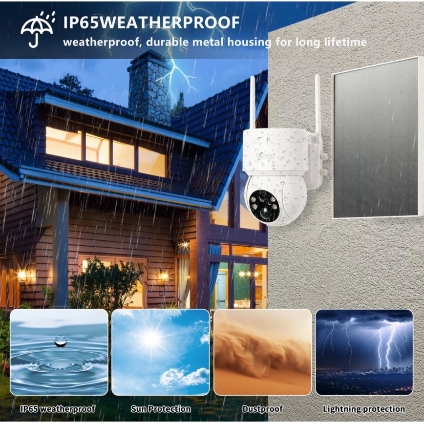 Immax NEO 07803L - Smart utomhuskamera med solpanel och SENTRY-sensor 6000 mAh Wi-Fi Tuya IP65