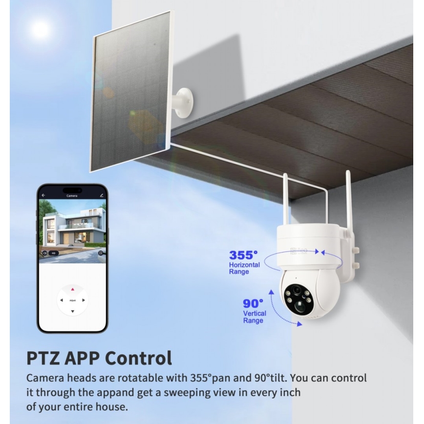 Immax NEO 07803L - Smart utomhuskamera med solpanel och SENTRY-sensor 6000 mAh Wi-Fi Tuya IP65