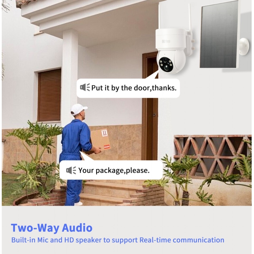 Immax NEO 07803L - Smart utomhuskamera med solpanel och SENTRY-sensor 6000 mAh Wi-Fi Tuya IP65