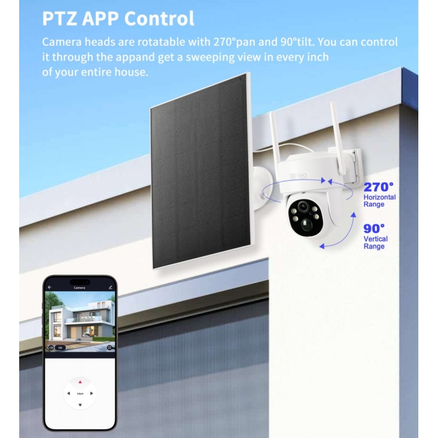 Immax NEO 07804L - Smart utomhus solcellskamera med sensor 9000 mAh Wi-Fi Tuya IP65
