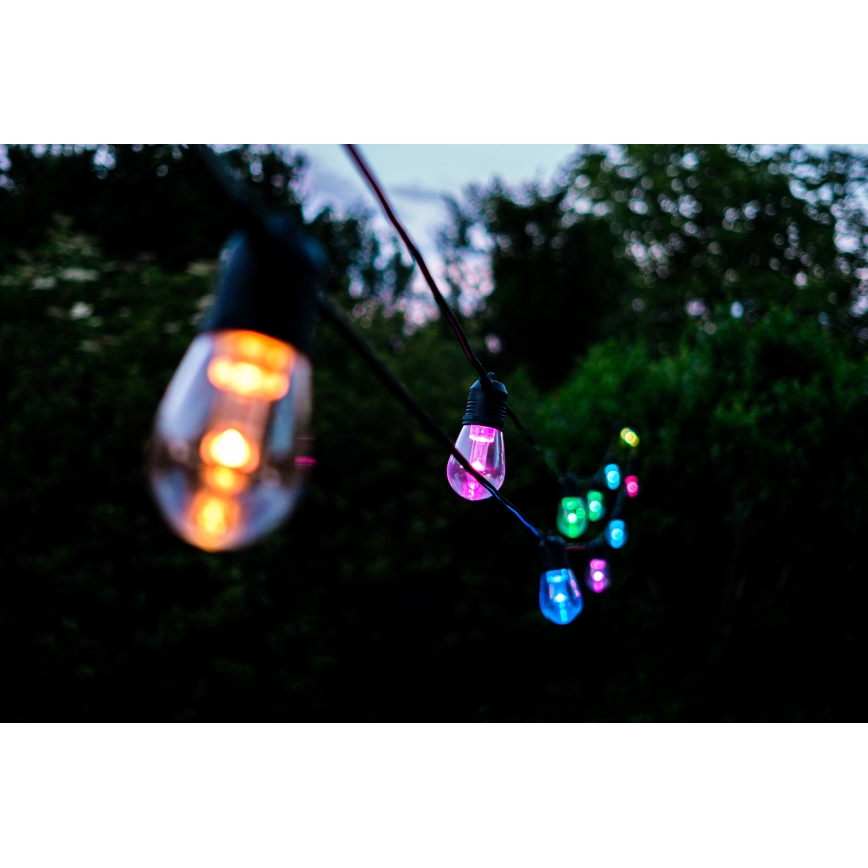 LED RGB+CCT Ljusreglerad utomhus kedja KRANS 15xLED/1W/230V 15m Wi-Fi Tuya IP65 + fjärrkontroll