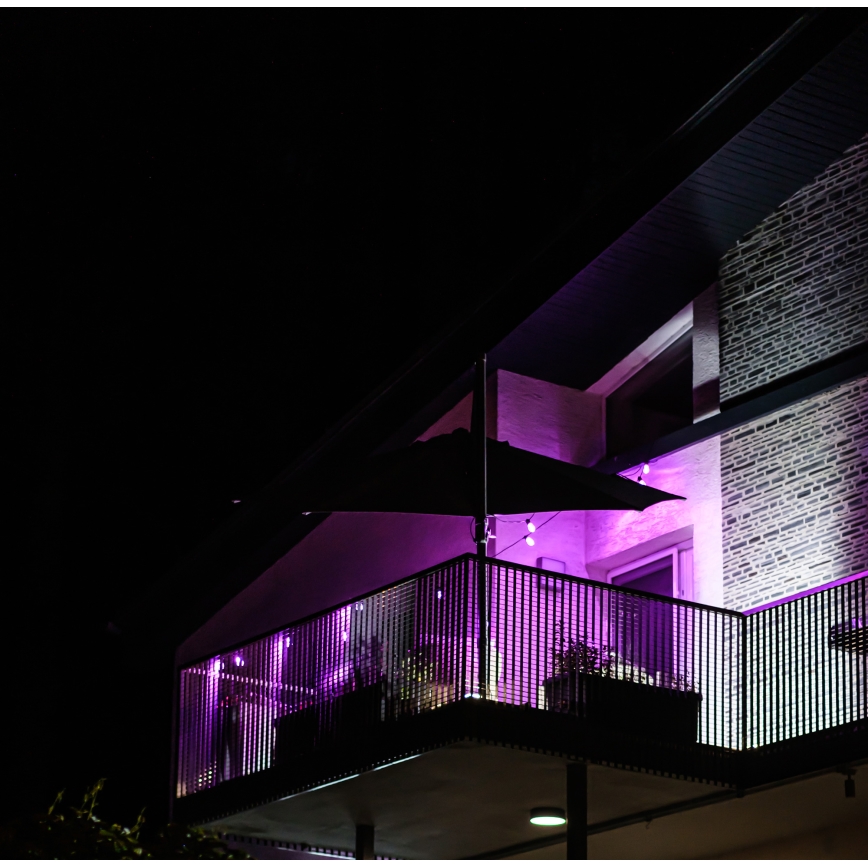 LED RGB+CCT Ljusreglerad utomhus kedja KRANS 15xLED/1W/230V 15m Wi-Fi Tuya IP65 + fjärrkontroll