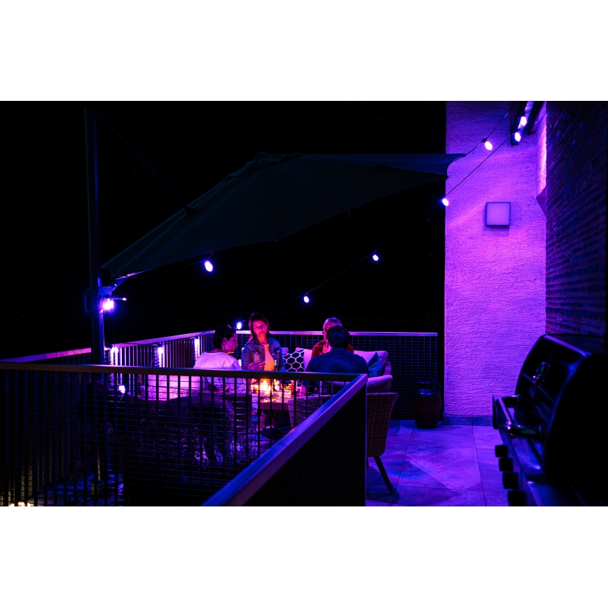 LED RGB+CCT Ljusreglerad utomhus kedja KRANS 15xLED/1W/230V 15m Wi-Fi Tuya IP65 + fjärrkontroll