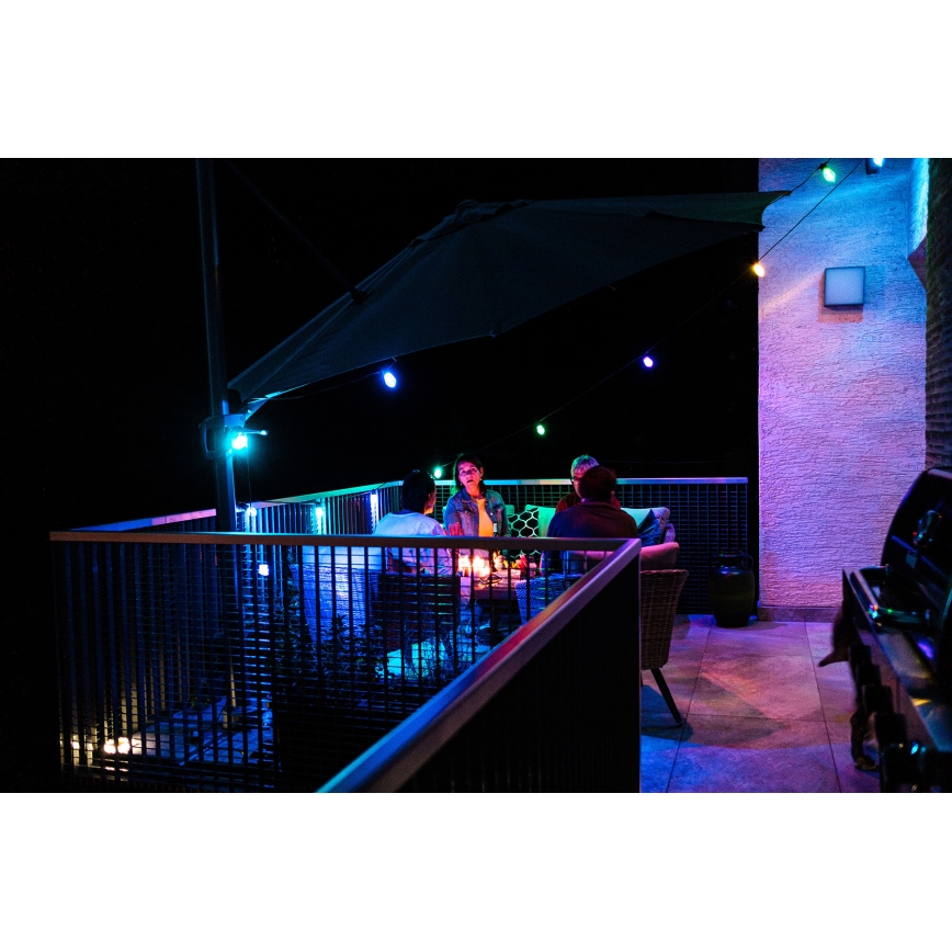 LED RGB+CCT Ljusreglerad utomhus kedja KRANS 15xLED/1W/230V 15m Wi-Fi Tuya IP65 + fjärrkontroll