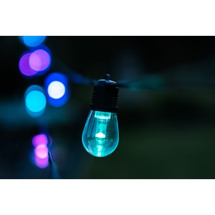 LED RGB+CCT Ljusreglerad utomhus kedja KRANS 15xLED/1W/230V 15m Wi-Fi Tuya IP65 + fjärrkontroll