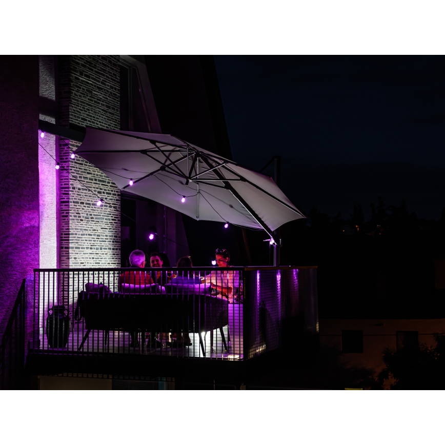 LED RGB+CCT Ljusreglerad utomhus kedja KRANS 15xLED/1W/230V 15m Wi-Fi Tuya IP65 + fjärrkontroll