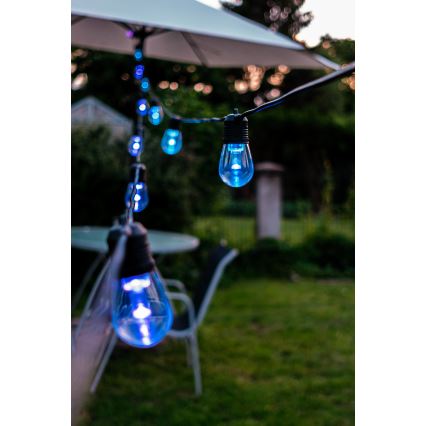 LED RGB+CCT Ljusreglerad utomhus kedja KRANS 15xLED/1W/230V 15m Wi-Fi Tuya IP65 + fjärrkontroll