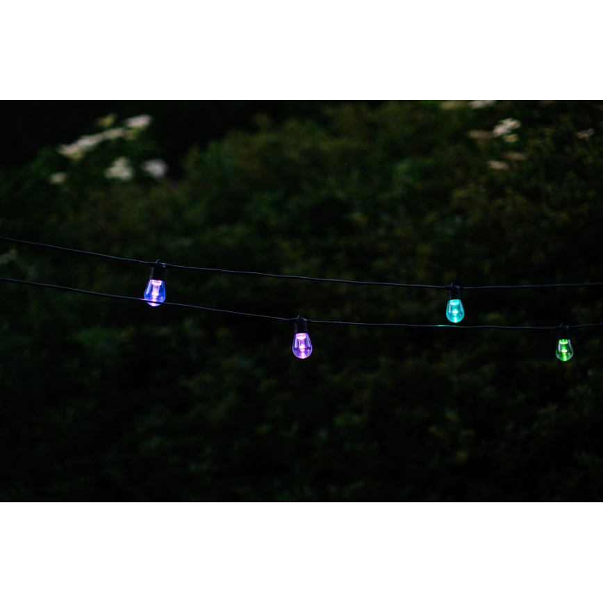 LED RGB+CCT Ljusreglerad utomhus kedja KRANS 15xLED/1W/230V 15m Wi-Fi Tuya IP65 + fjärrkontroll