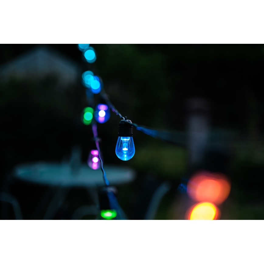 LED RGB+CCT Ljusreglerad utomhus kedja KRANS 15xLED/1W/230V 15m Wi-Fi Tuya IP65 + fjärrkontroll