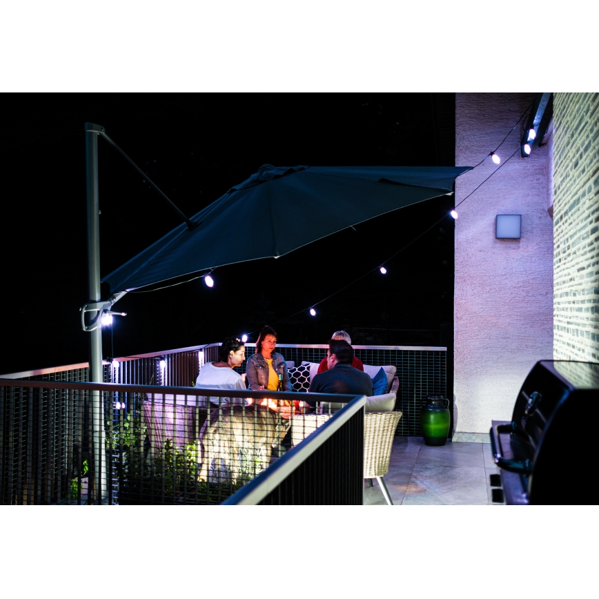 LED RGB+CCT Ljusreglerad utomhus kedja KRANS 15xLED/1W/230V 15m Wi-Fi Tuya IP65 + fjärrkontroll