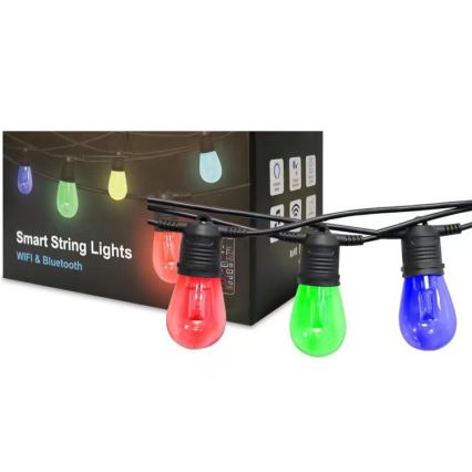 LED RGB+CCT Ljusreglerad utomhus kedja KRANS 15xLED/1W/230V 15m Wi-Fi Tuya IP65 + fjärrkontroll