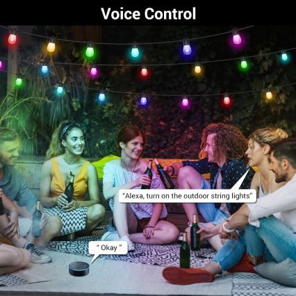 LED RGB+CCT Ljusreglerad utomhus kedja KRANS 15xLED/1W/230V 15m Wi-Fi Tuya IP65 + fjärrkontroll