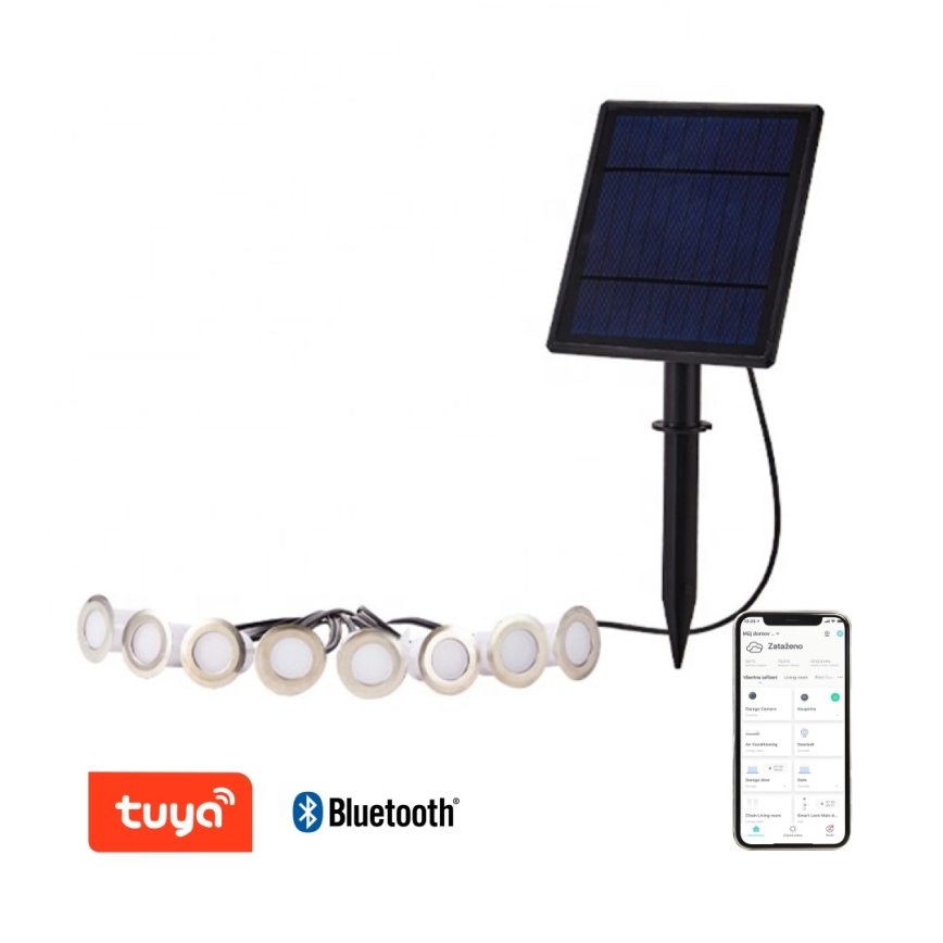Immax NEO 07905L - LED RGB Dimbar solcellsbelysning ESTRELAS 8xLED/0,25W/5V IP65 Tuya 2200 mAh