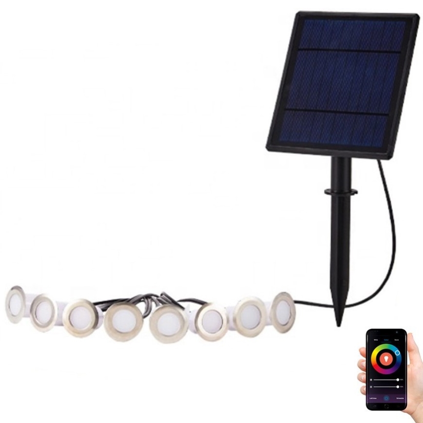 Immax NEO 07905L - LED RGB Dimbar solcellsbelysning ESTRELAS 8xLED/0,25W/5V IP65 Tuya 2200 mAh
