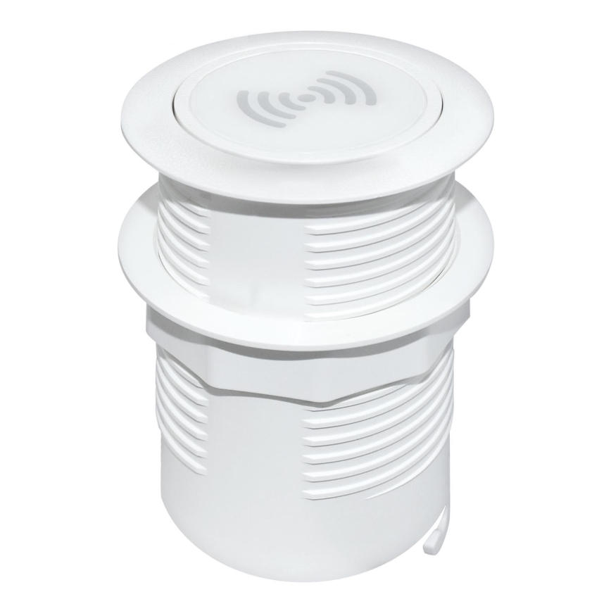 Inbyggd trådlös laddare + USB A+C vit