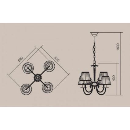 Incanti 02-657 - Ljuskrona på kedja ILARIA 4xE14/28W/230V