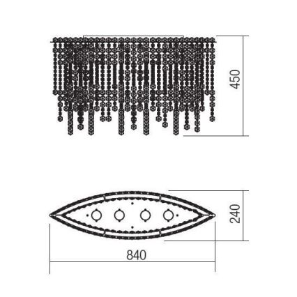 Incanti ITV CLOV4 10 60 - Ytmonterad kristall ljuskrona TREVI 4xGU10/50W/230V