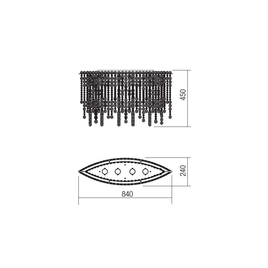 Incanti ITV CLOV4 10 60 - Ytmonterad kristall ljuskrona TREVI 4xGU10/50W/230V