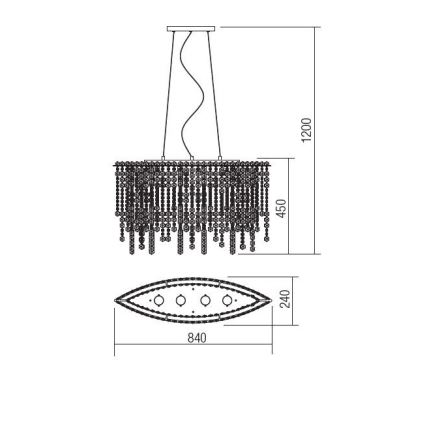 Incanti ITV POV4 10 60 - Kristallkrona med textilsladd TREVI 4xGU10/50W/230V