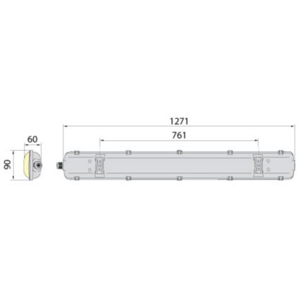 industriellt lysrör 2xG13/18W/230V IP65 1270 mm