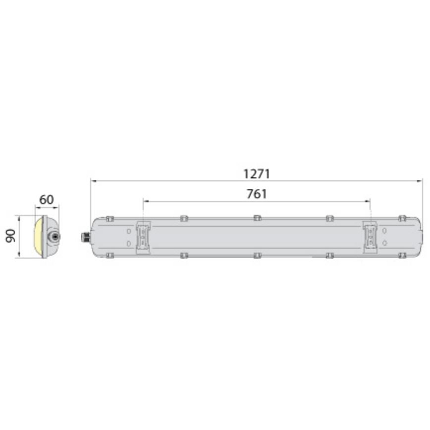 industriellt lysrör 2xG13/18W/230V IP65 1270 mm