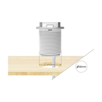Infällbar uttagskolonn för bordsskiva — 2x230 V + USB-A + USB-C