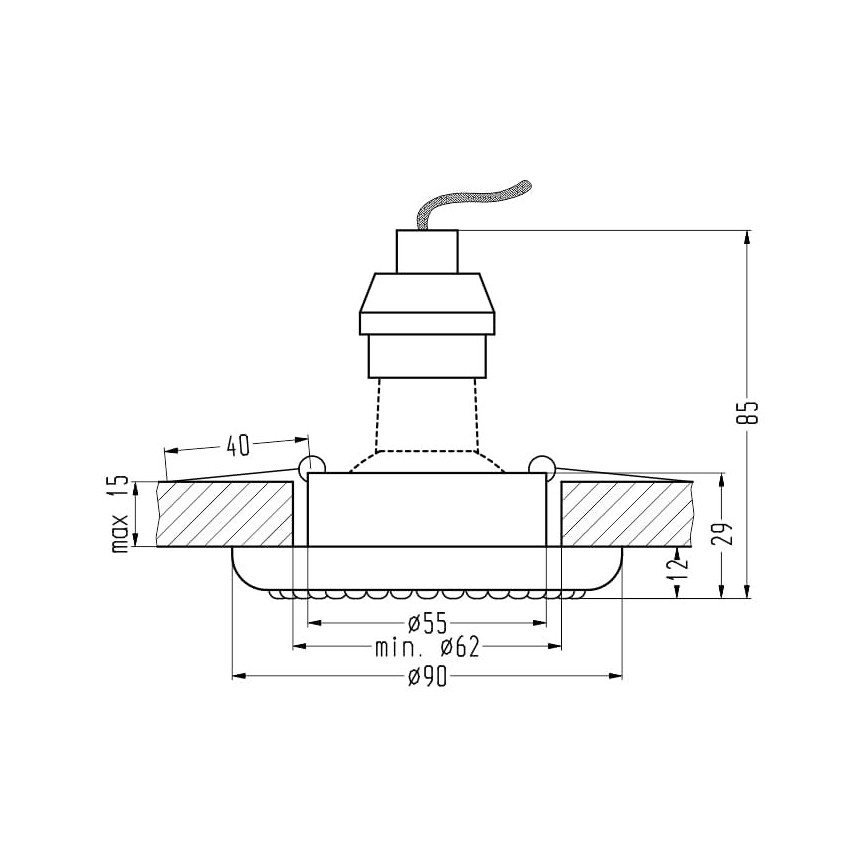 Infälld Belysning SOC 1xGU10/50W/230V
