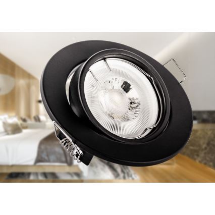 Infälld downlight 1xGU10/MR16/10W/230V Ø 9 cm svart