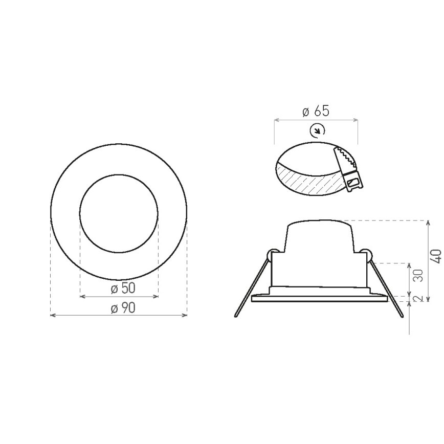 Infälld LED badrumsbelysning BONO LED/5W/230V 3000K IP65 svart
